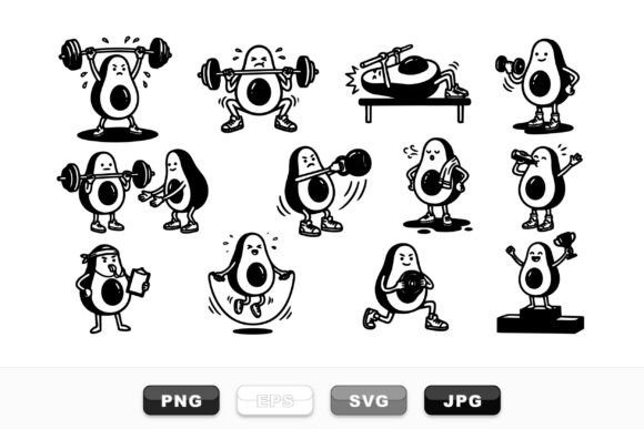 Funny Avocado Workout Clipart Review