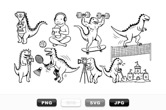 Funny Dino Sports Clipart Set Review