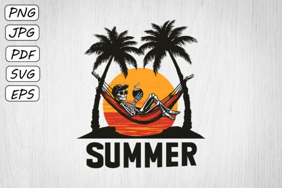 Funny Summer Skeleton Hammock Clipart Review